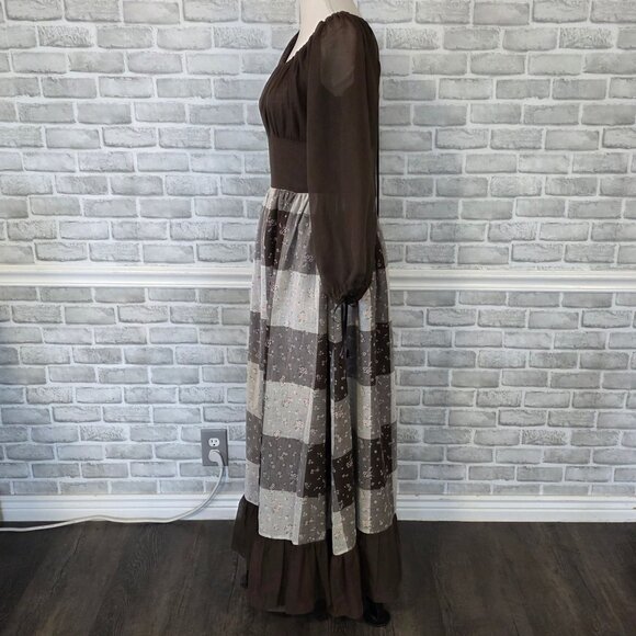 Vintage Couriers California Gingham Swiss Maxi Dress Prairie Cottage Hippie 70s - Picture 3 of 13